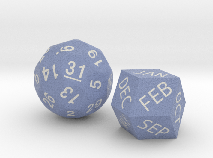 d12 &amp; d31 Month and Day Dice Set 3d printed
