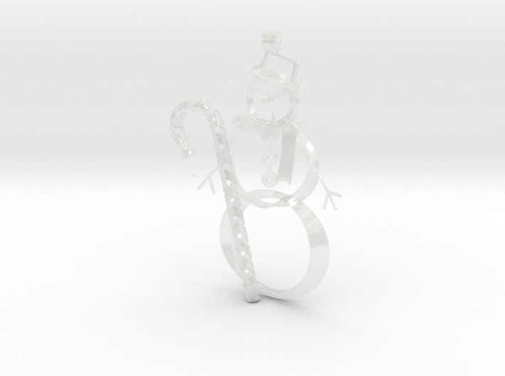 Candy Cane + Snowman ornament 3d printed