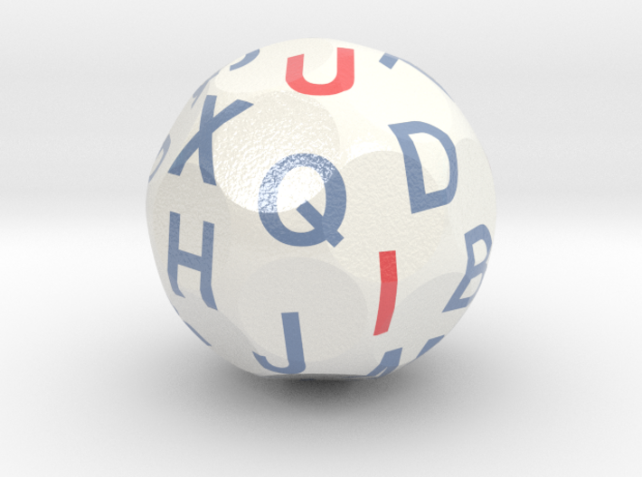 d26 Sphere Dice - Alphabet (vowels) 3d printed