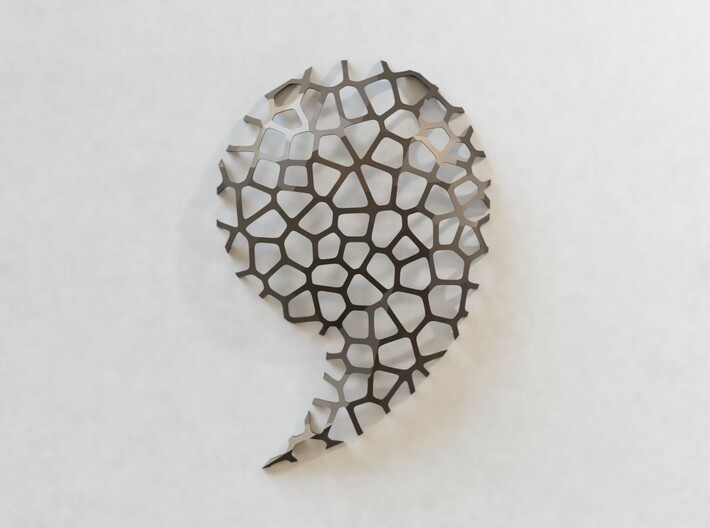 Wall Art: Comma Voronoi (Polished Metal) 3d printed
