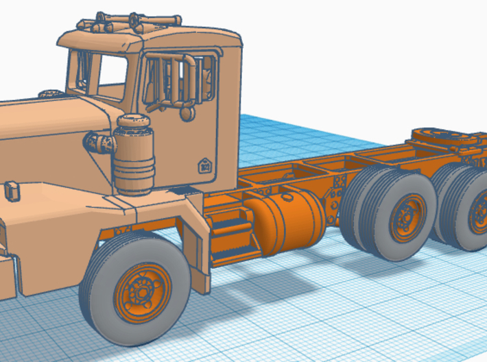 1/87th  Kenworth Brute tandem w lift axle frame 3d printed shown w cab and wheels, not included. 