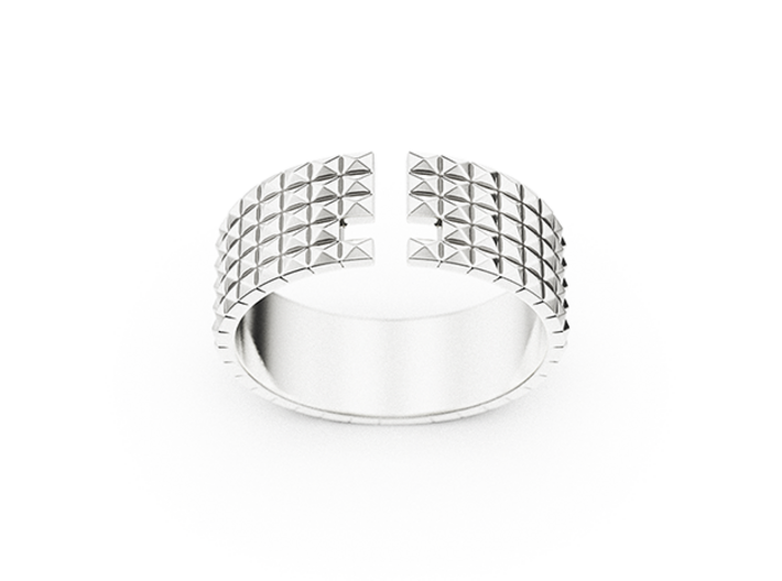 STUDDED NEGATIVE CROSS RING 3d printed