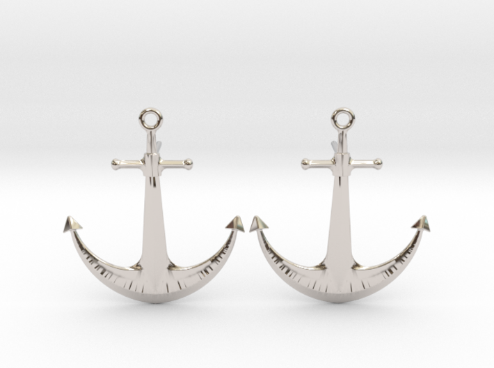 Anchor - Post Earrings 3d printed