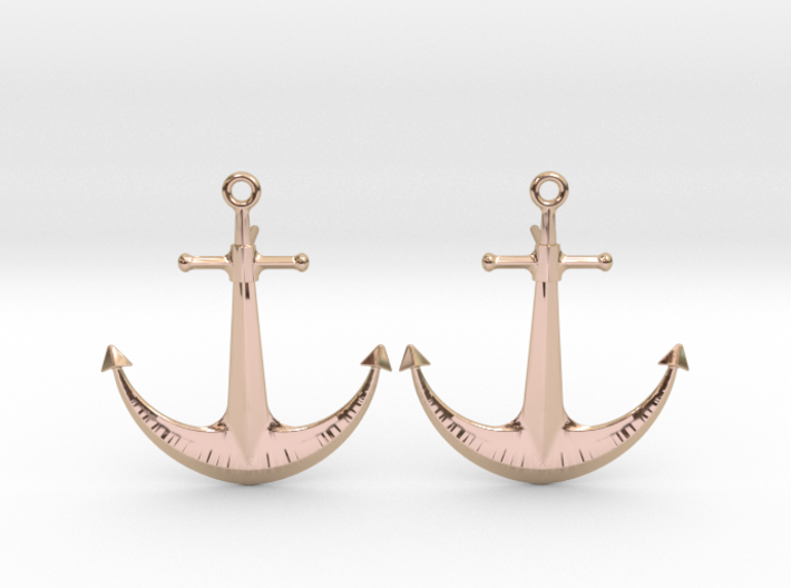 Anchor - Post Earrings 3d printed