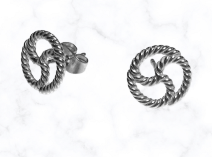 Shibari Rope Triskelion Stud Earrings 3d printed 