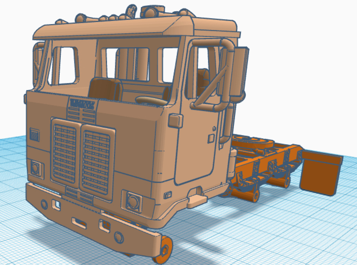 1/64th Glass for White daycab Cabover 3d printed 