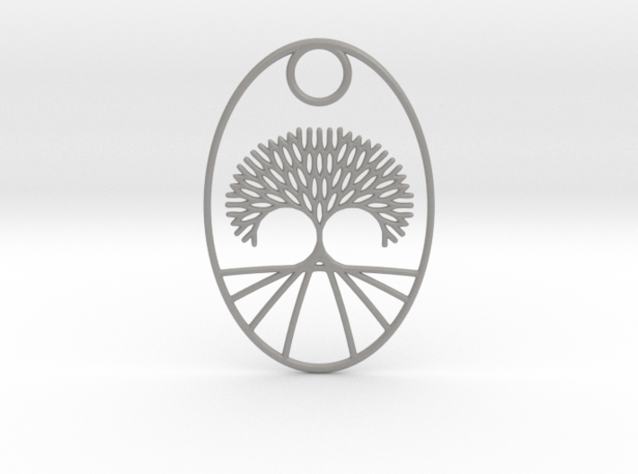 Fractal Tree Oval Pendant Redux 3d printed