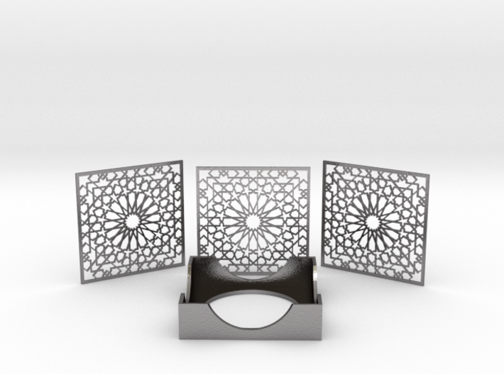 Arabesque Coasters and Holder 3d printed