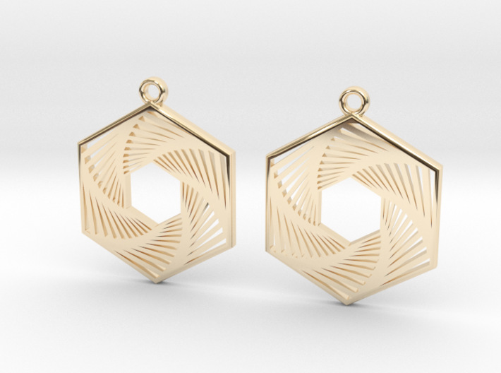 Hexagonal Recursion Earrings 3d printed