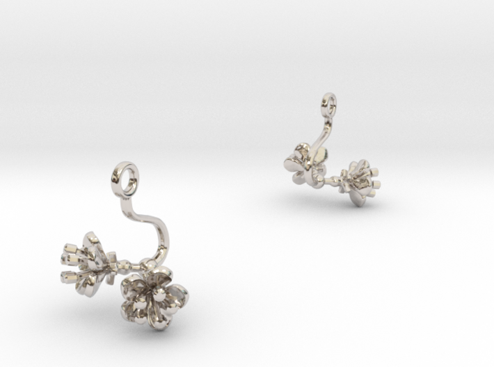 Earrings with two small flowers of the Cherry 3d printed