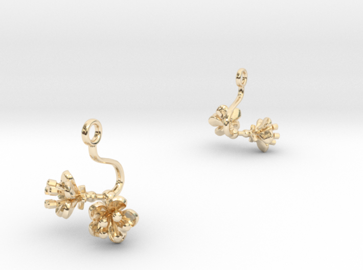 Earrings with two small flowers of the Cherry 3d printed