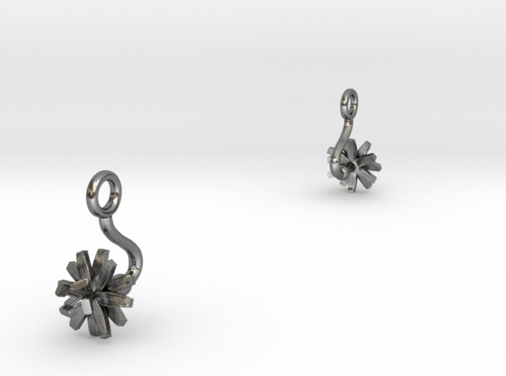 Earrings with one small flower of the Chicory 3d printed