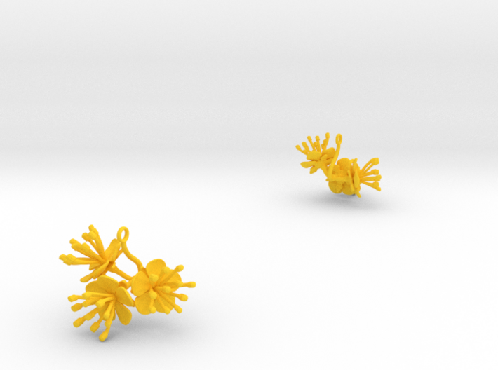 Earrings with three large flowers of the Peach 3d printed