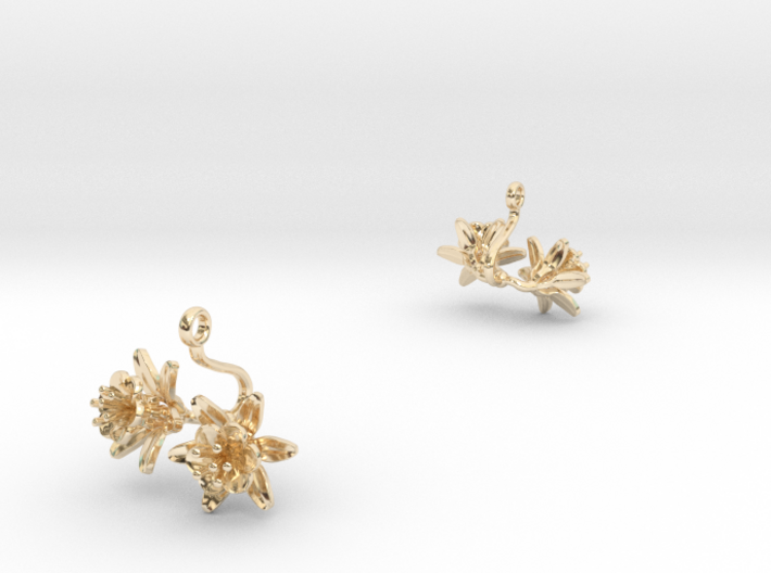 Earrings with two small flowers of the Pomegranate 3d printed