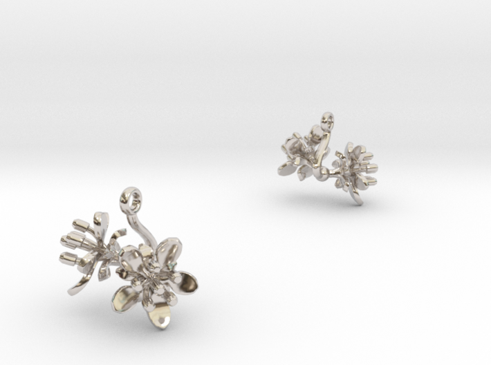 Earrings with two small flowers of the Raspberry 3d printed