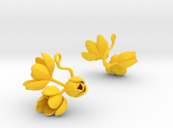 Earrings with three large flowers of the Tulip 3d printed