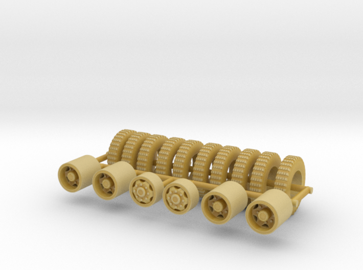 1/87th Military style wheels and tire set 3d printed