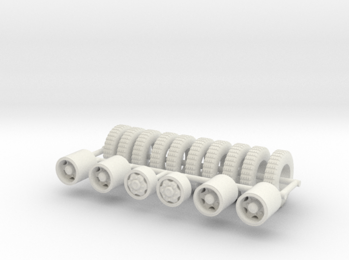 1/35th Military style wheels and tire set 3d printed