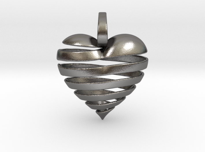 Ribbon Heart Pendant 3d printed