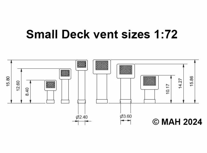 Small Deck Vent set 1/72 3d printed 