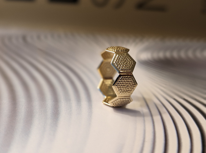Hexagon ring, "Seeds of Life" eternity band 3d printed 