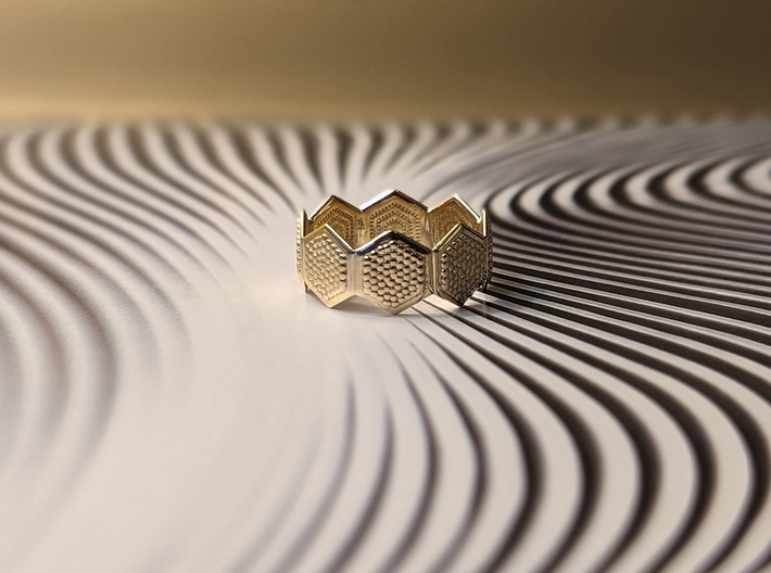 Hexagon ring, "Seeds of Life" eternity band 3d printed 