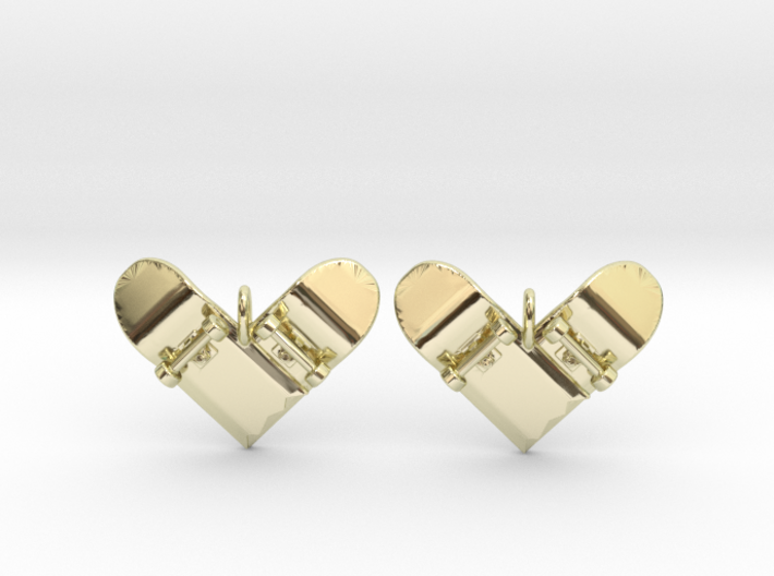 Skateboard II (heart shaped) - Drop Earrings 3d printed