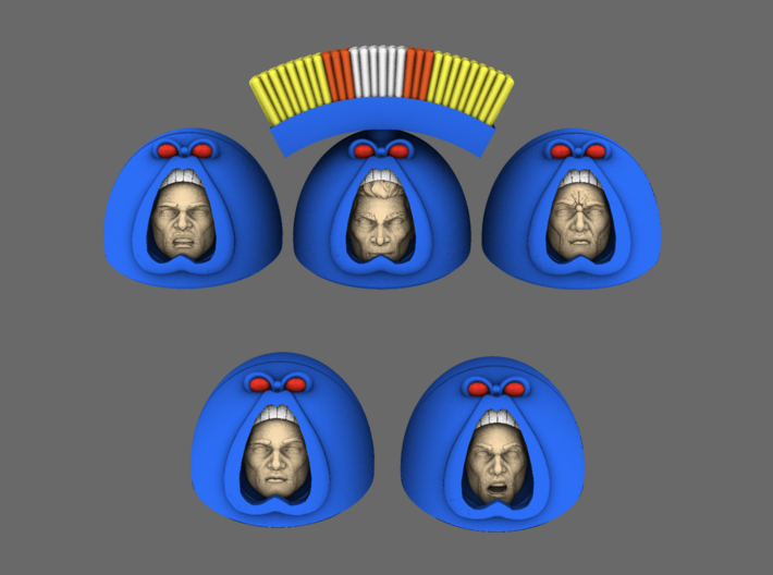 Space Defenders Base Squad Exposed Helmets X10 3d printed 