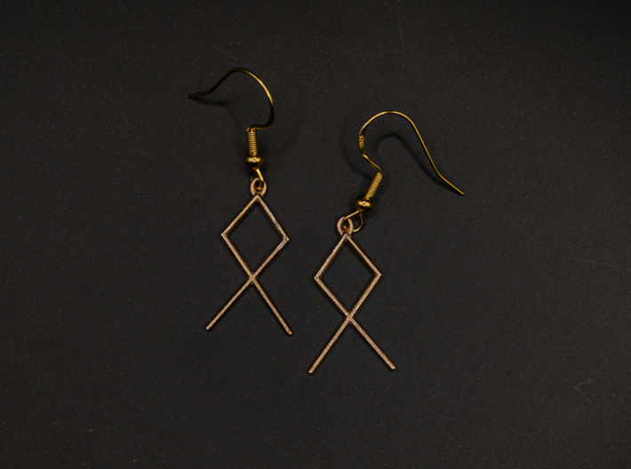 Runish Fish I - Drop Earrings 3d printed Natural Brass