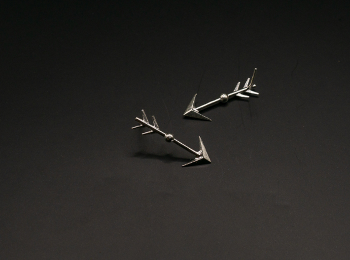 Arrow II - Post Earrings 3d printed Natural Silver