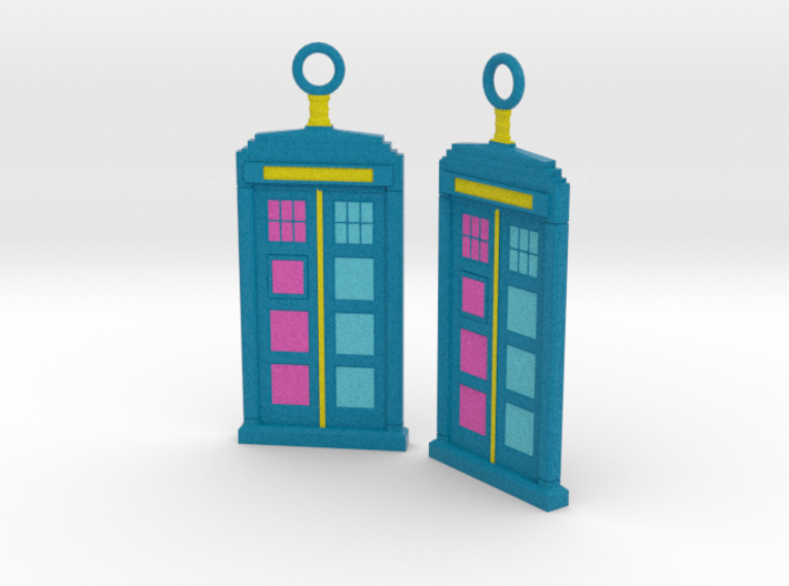 TARDIS Pride Pansexual Flag Earring Pendants 3d printed