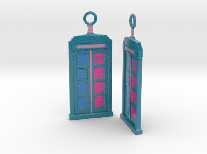 TARDIS Pride Bisexual Flag Earring Pendants 3d printed