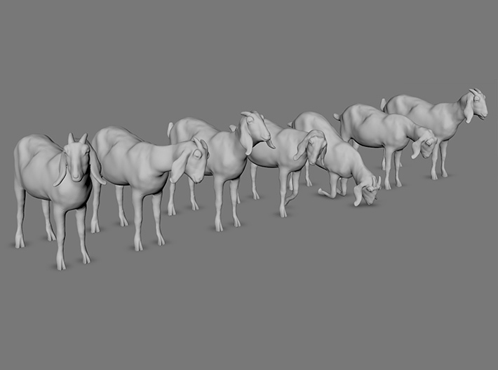 1/56 scale Nubian goats - set of 7 3d printed 