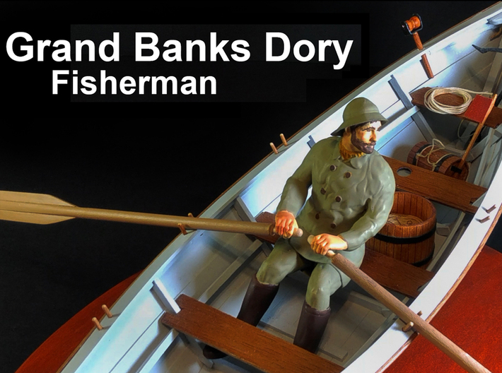 Grand Banks Dory Fisherman 1/12 scale 3d printed Painted Example. Comes unpainted. Boat not included.