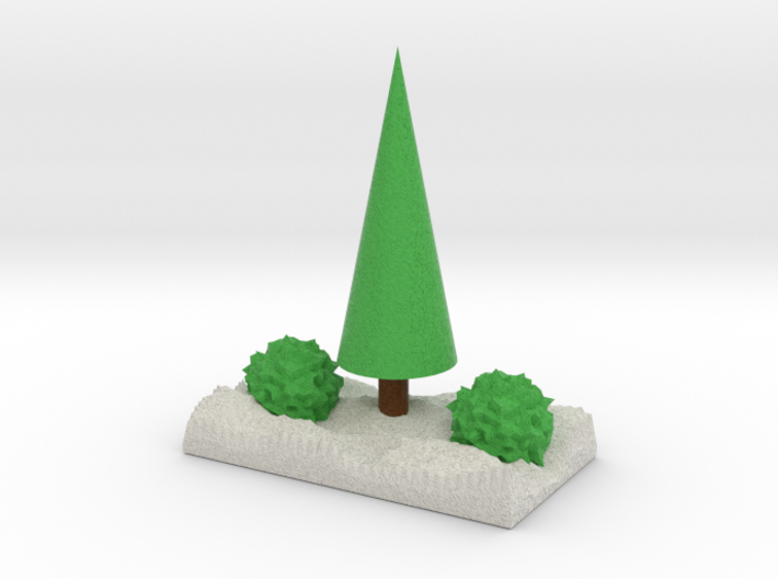 Xmas Tree An Bushes In Snow 3d printed