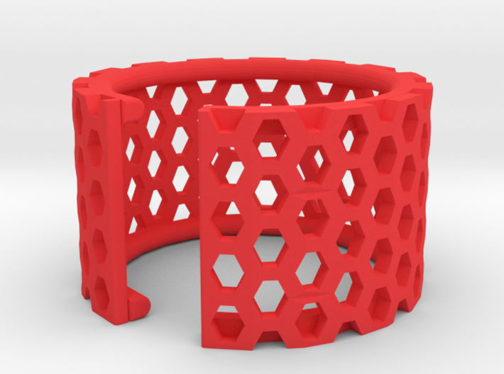 Slim Perforated Honeycomb Ring 3d printed 