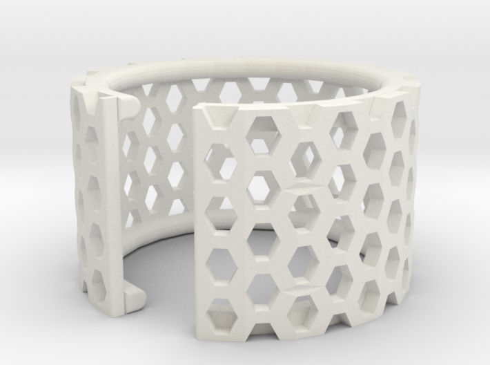 Slim Perforated Honeycomb Ring 3d printed