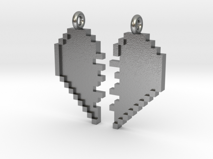 Pixel Heart Friendship Pendant 3d printed