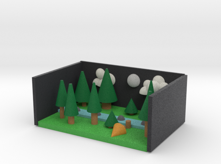 Pine Forrest at night with clouds 3d printed 
