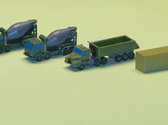 Construction Site Trucks 1 Z-Scale 1/220 3d printed Different Container included