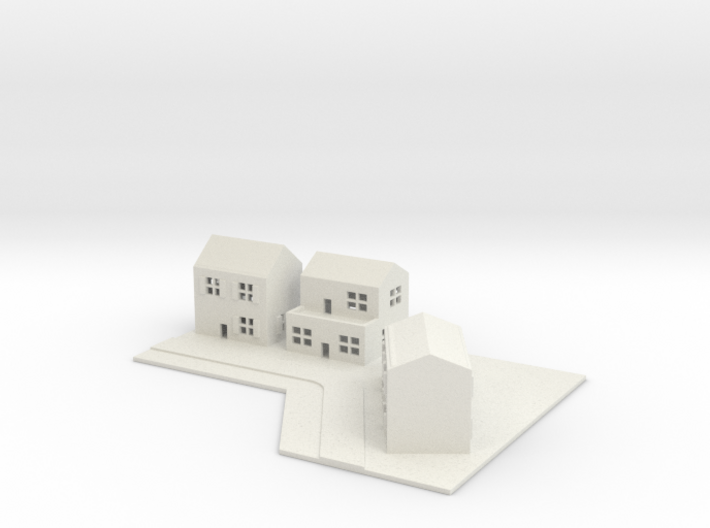 1/700 Town House Scene 3d printed
