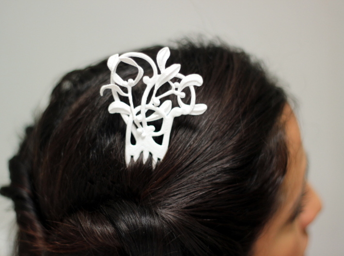 Nouveau Hair Comb Mistletoe 3d printed