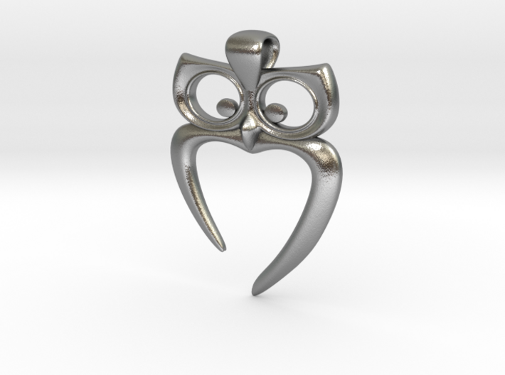 Owl Heart Pendant 3d printed