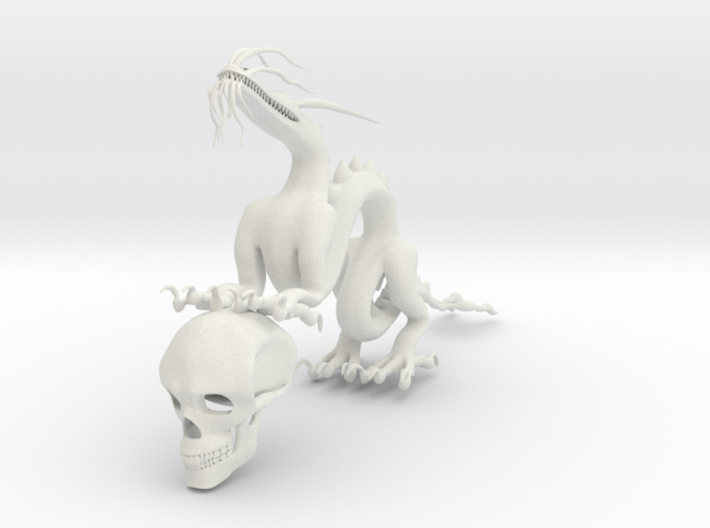 5&quot; Chinese Dragon With Human Skull Pose1 3d printed