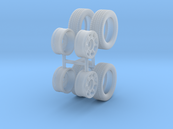 1:48 Scale 14&quot; Turbine Wheels and 195/50R14 Tires 3d printed