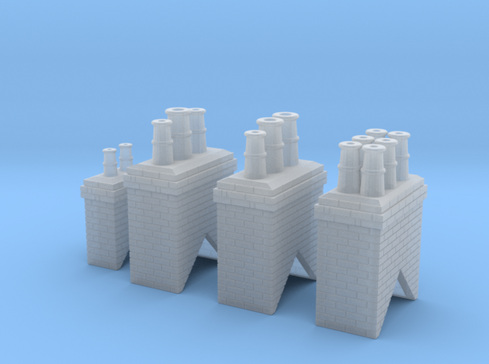 Chimney Types 1,2,3 &amp; 4 N Scale 3d printed