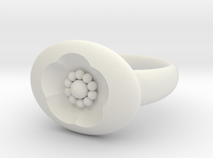 S46 Small Cherry Blossom Signet Ring With Beads 3d printed