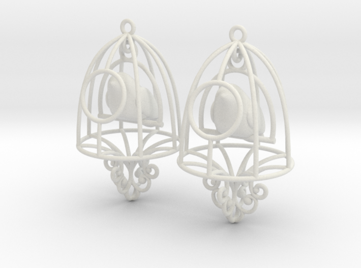 Bird in a Cage Earrings 07 3d printed
