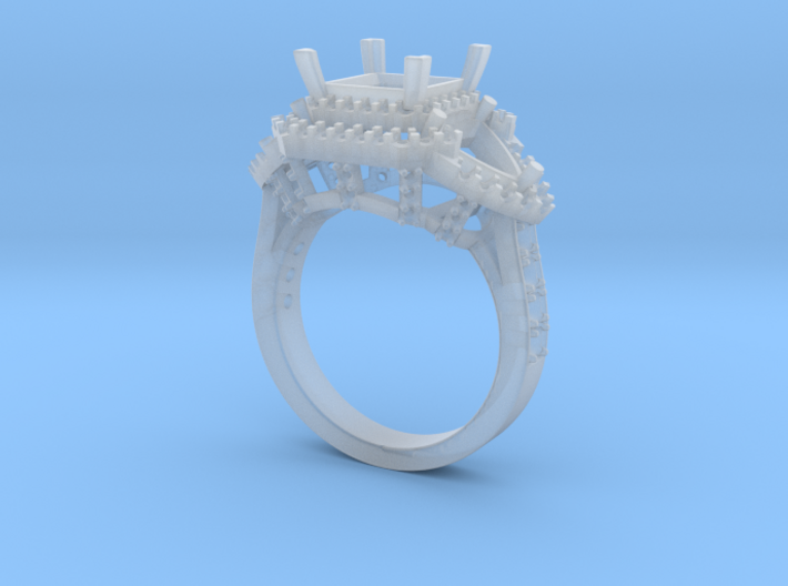 Radiant Halo Pear Diamond Ring 3d printed