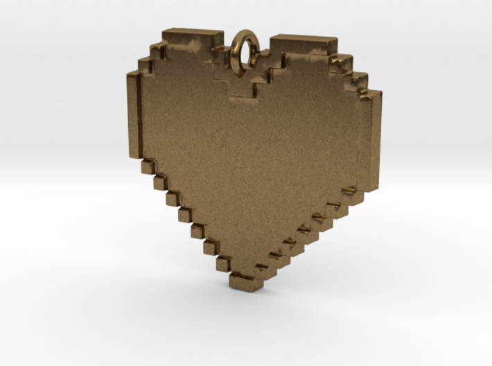 Pixel Heart Necklace Pendant or Ornament FIXED 3d printed